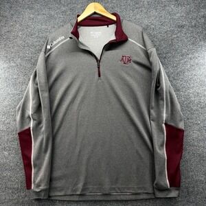 Columbia Golf Mens 2XL Quarter Zip Pullover Gray Maroon Texas A&M